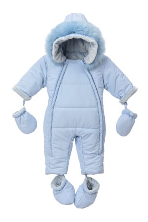 KOMBINEZON OCIEPLANY Z ORTALIONU + NATURALNE FUTERKO (niebieski)